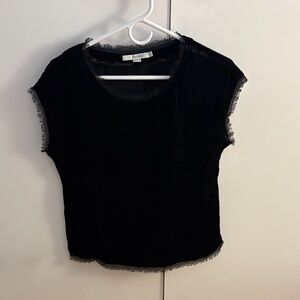 Boden Black Short Sleeve Velvet Top